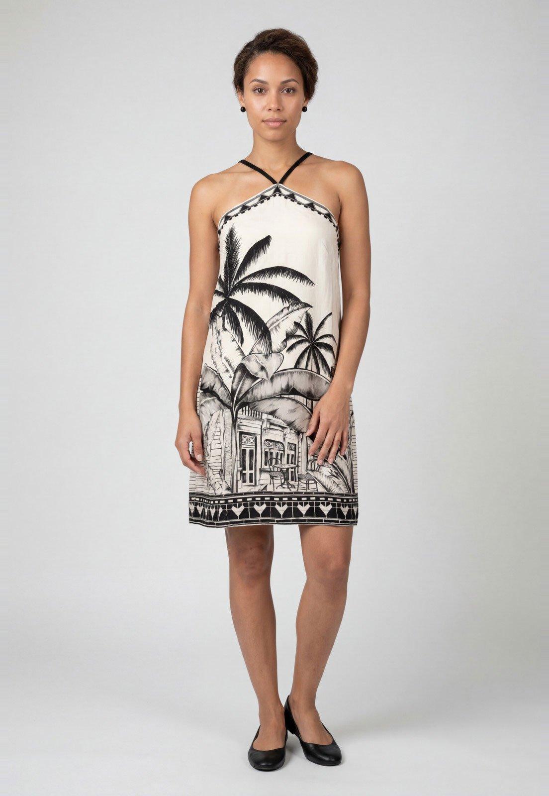 Vestido Feminino FARM Estampa Tropical Off-White