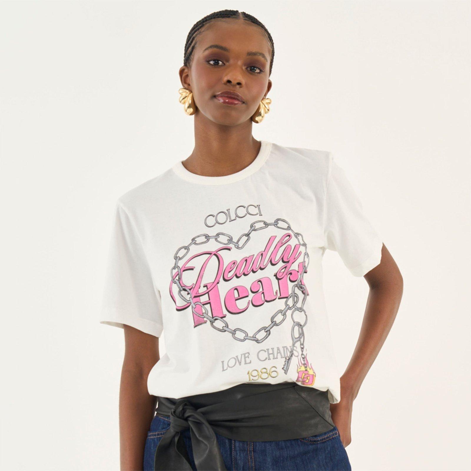 Camiseta Colcci Hear Ou26 Off White Feminino