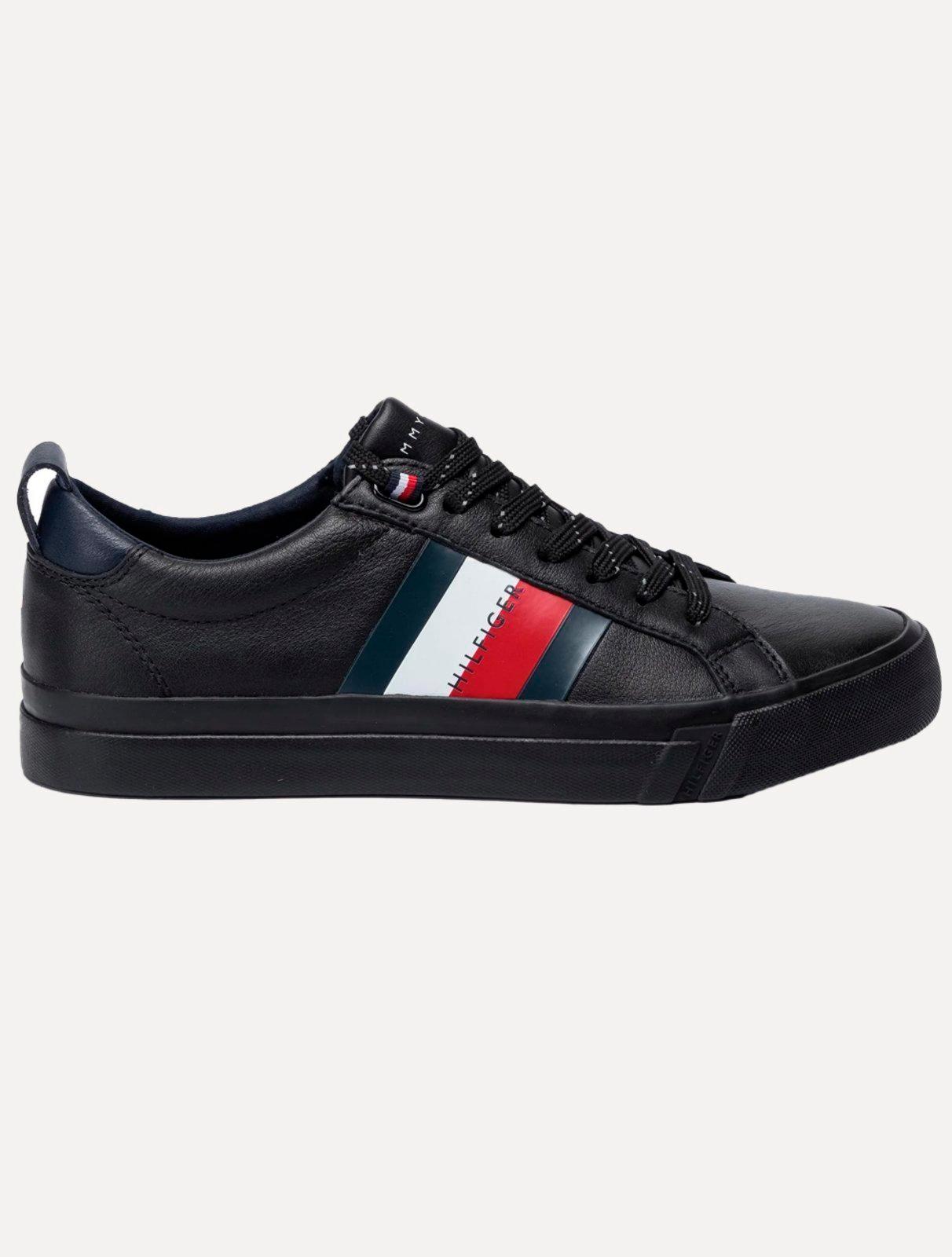 Tênis Tommy Hilfiger Masculino Couro Dino Black Preto