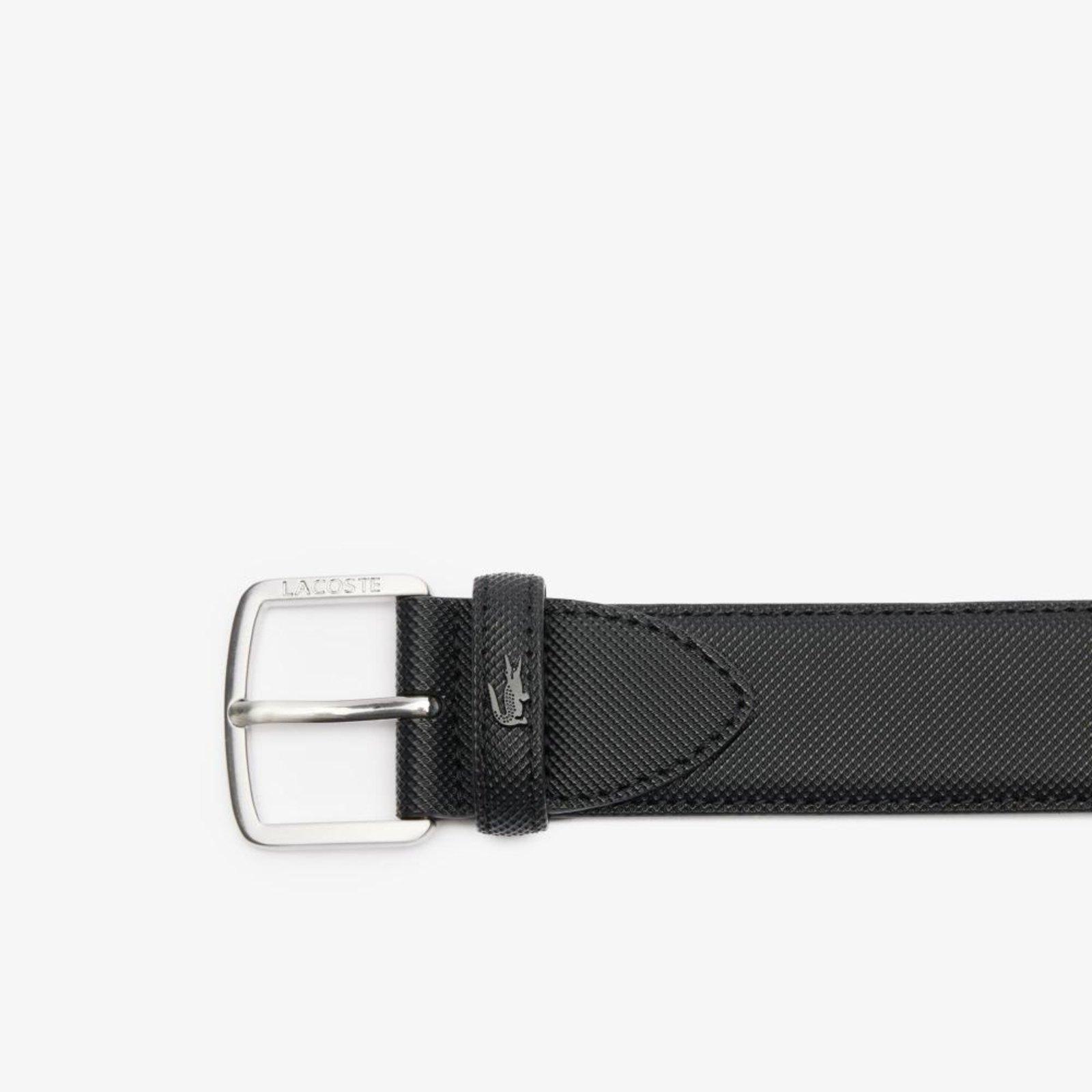 Cinto casual Lacoste masculino de Lona com Efeito Piquê Preto