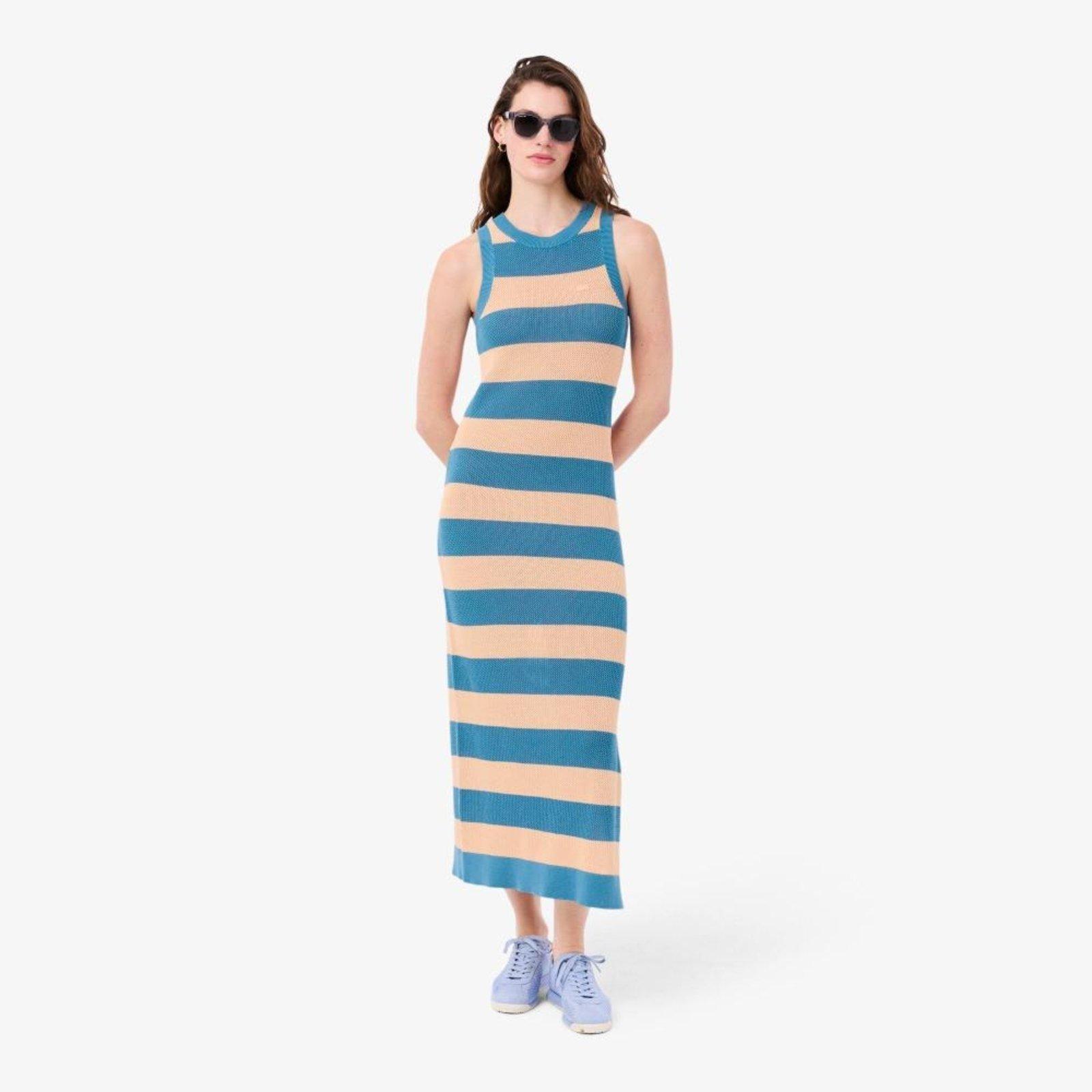 Vestido de Algodão Listrado Azul / Rosa Claro - 34 Azul