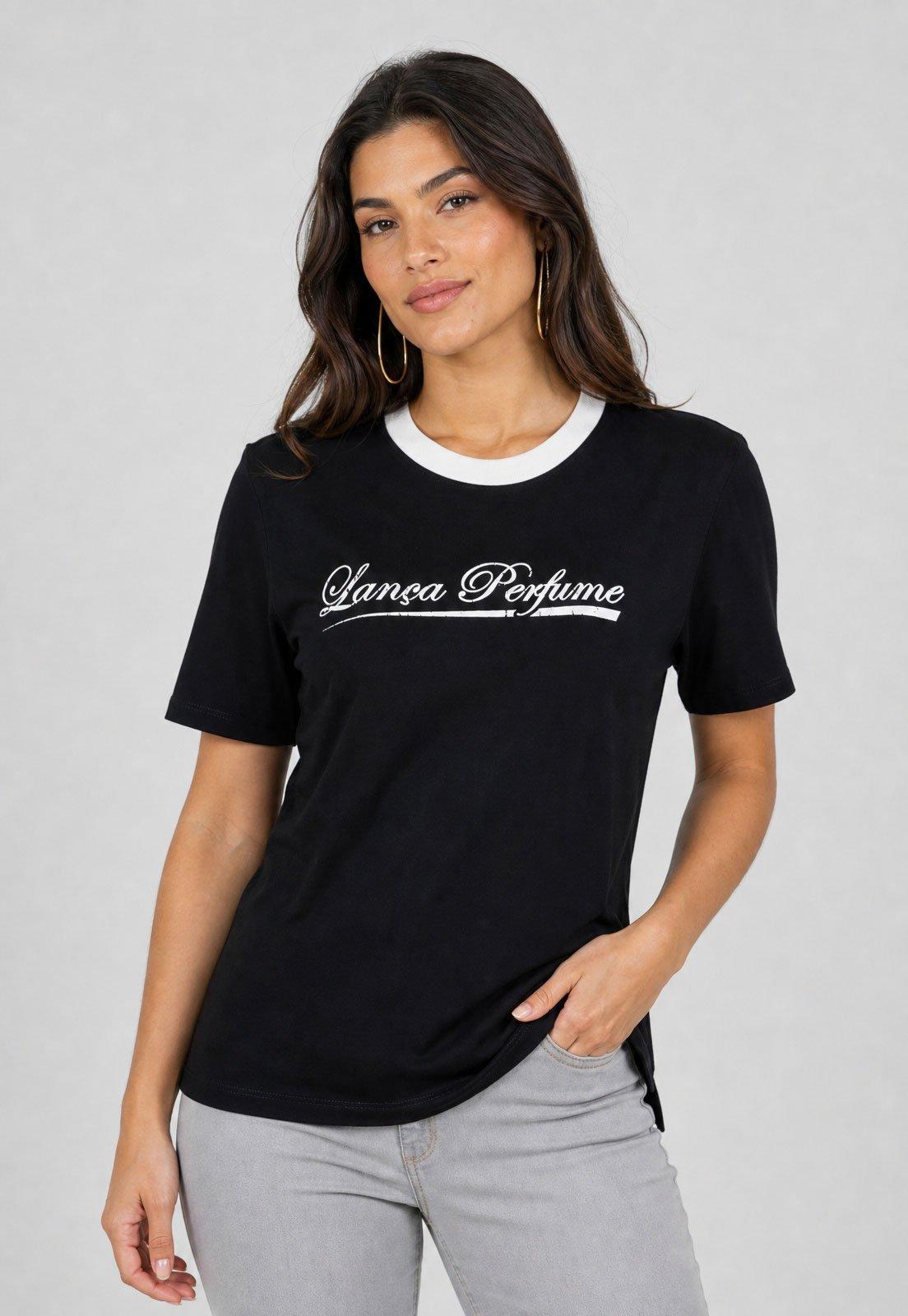 Camiseta Feminina Lança Perfume Logo Preta