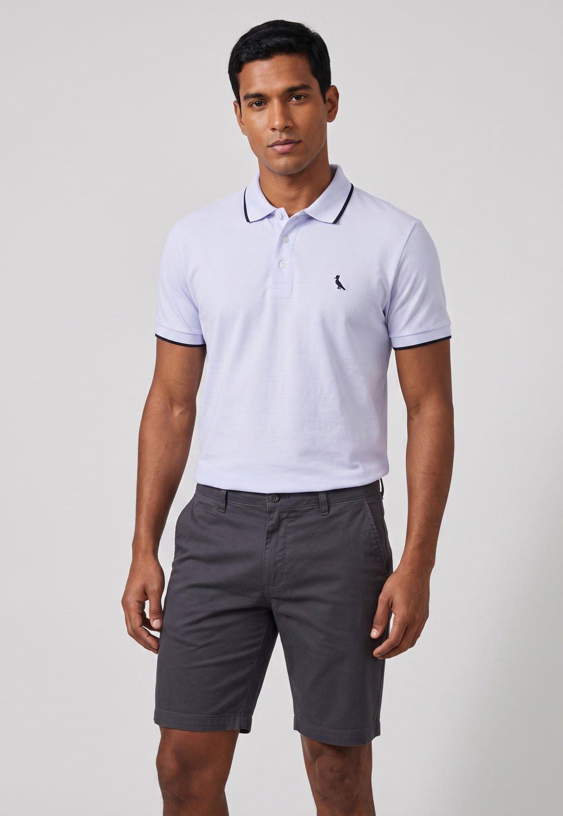 Camisa Polo Masculina Reserva Friso Único Azul Claro