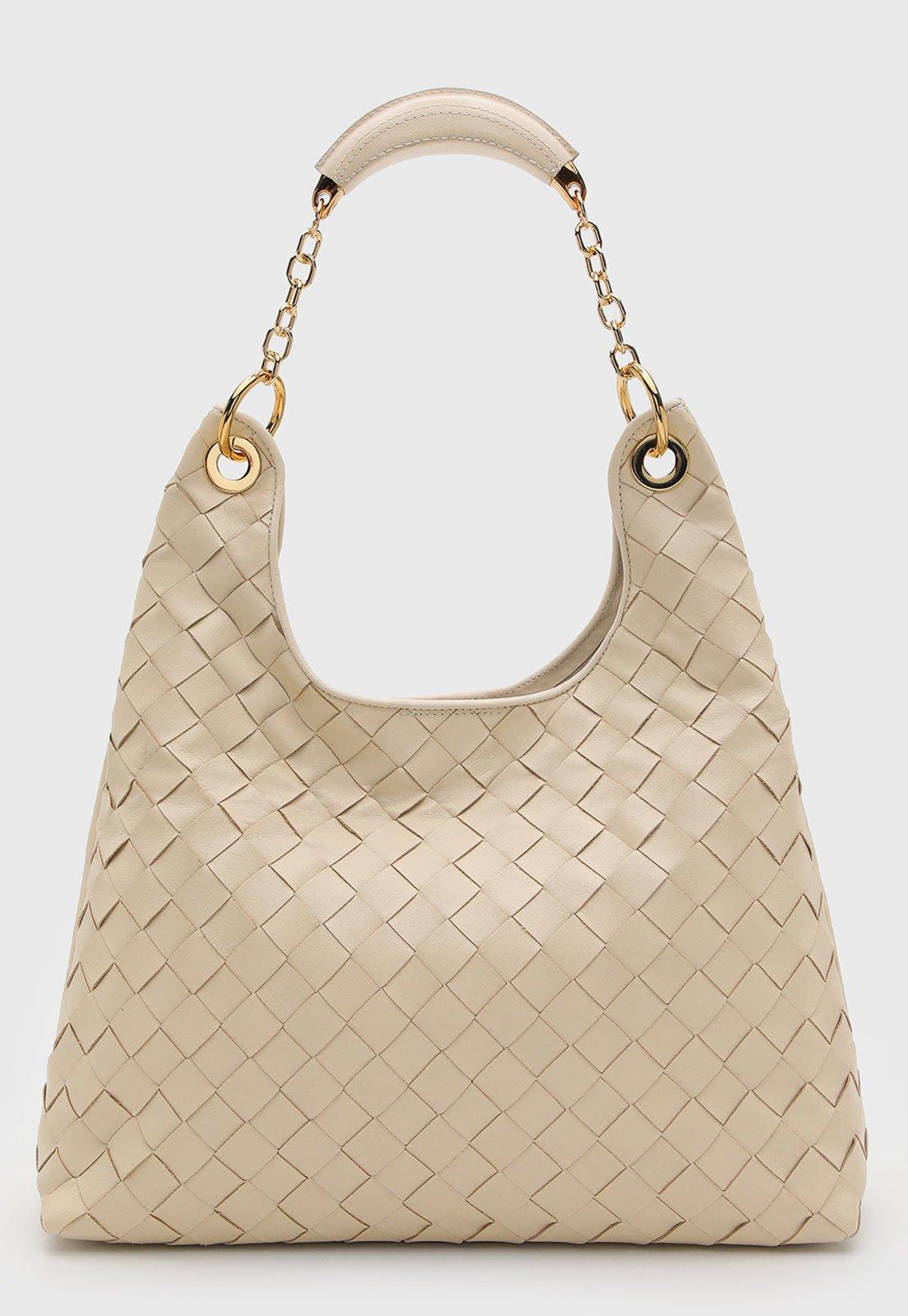 Bolsa Feminina Arezzo Grande Trançada Off-White