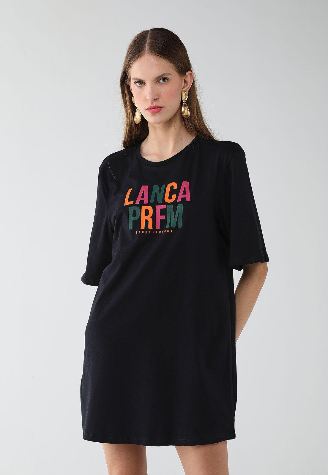 Vestido Feminino Lança Perfume T-Dress Estampado Preto