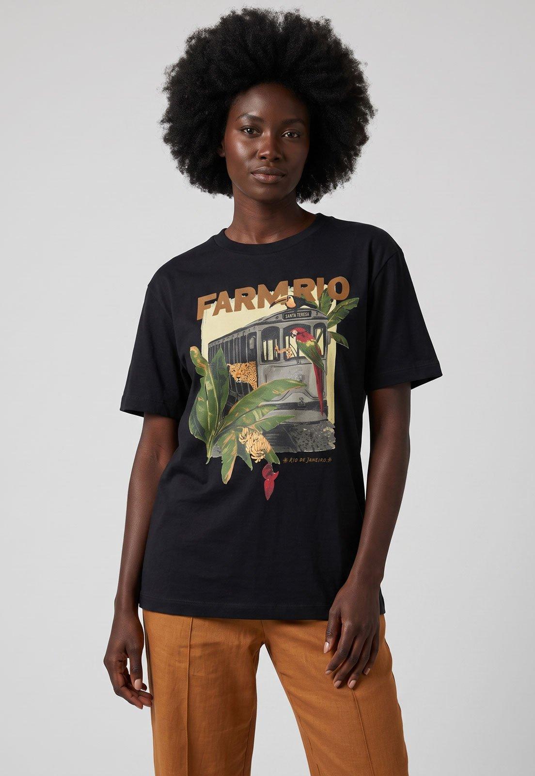 Camiseta Feminina FARM Estampa Floral Preta