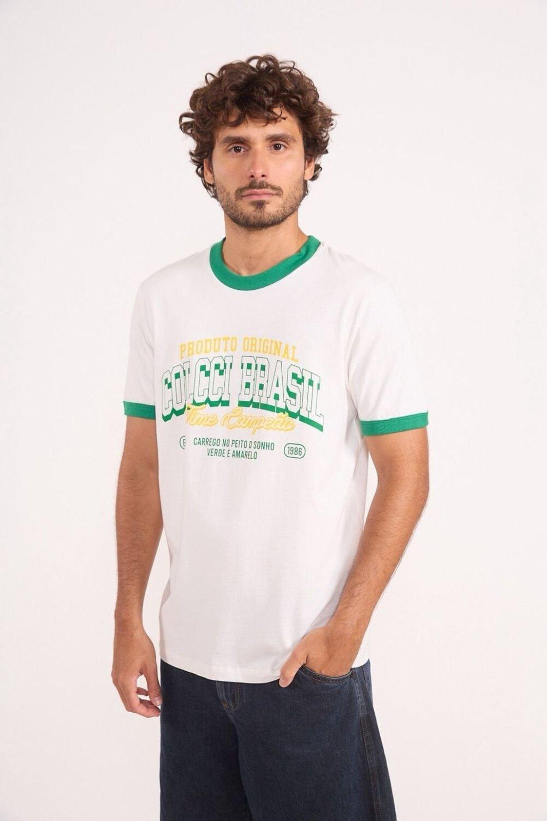 Camiseta Casual Brasil Vintage Colcci Off Shell