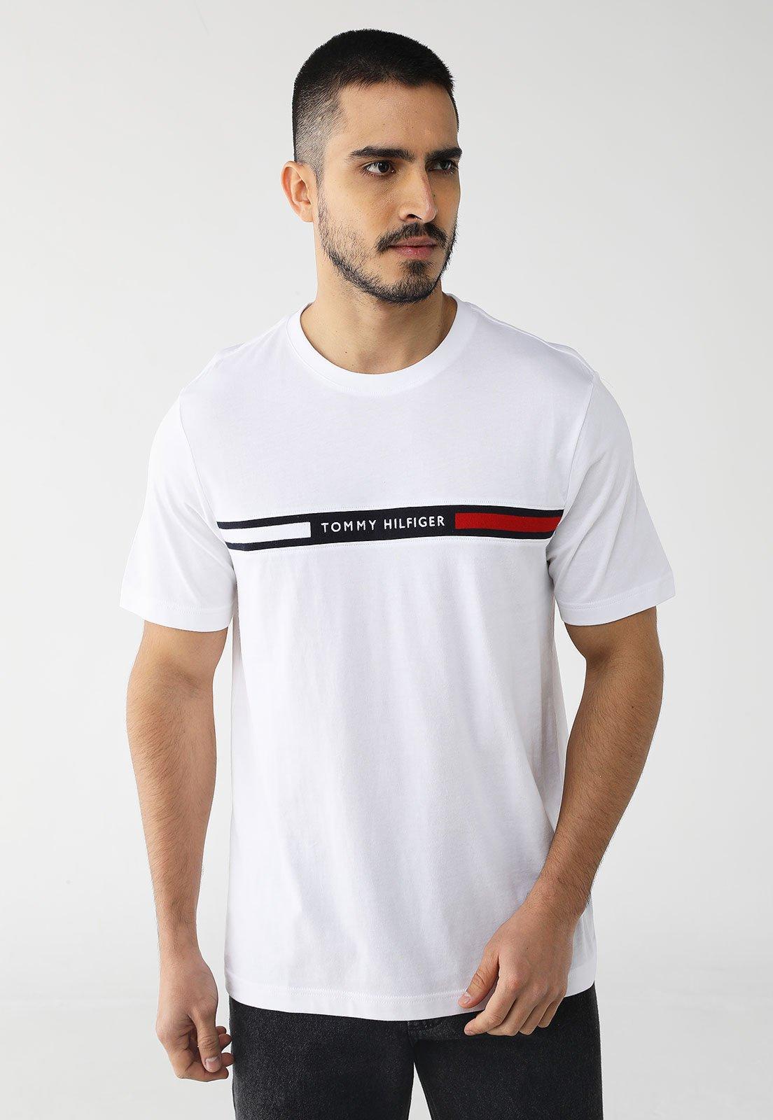 Camiseta Tommy Hilfiger Reta Flag Box Branca