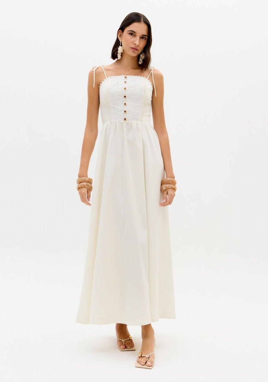 Vestido Super Midi Alças De Amarrar Lança Perfume