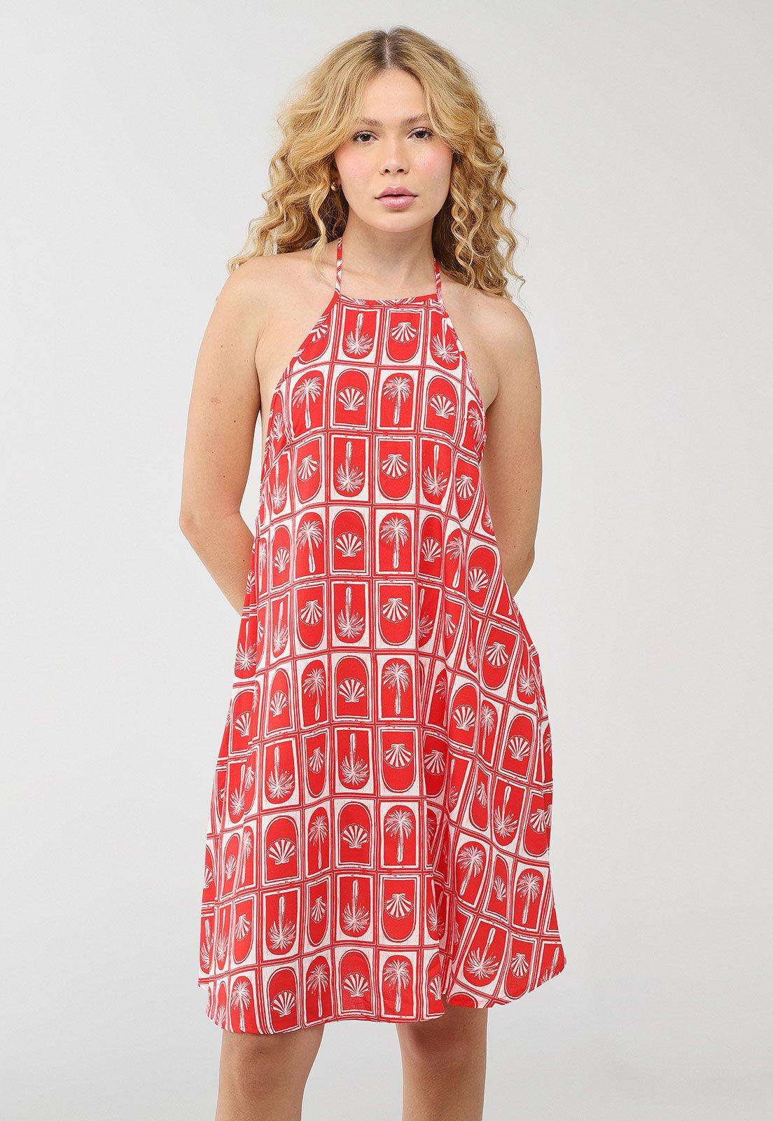 Vestido Feminino Colcci Estampa Geométrica Vermelho