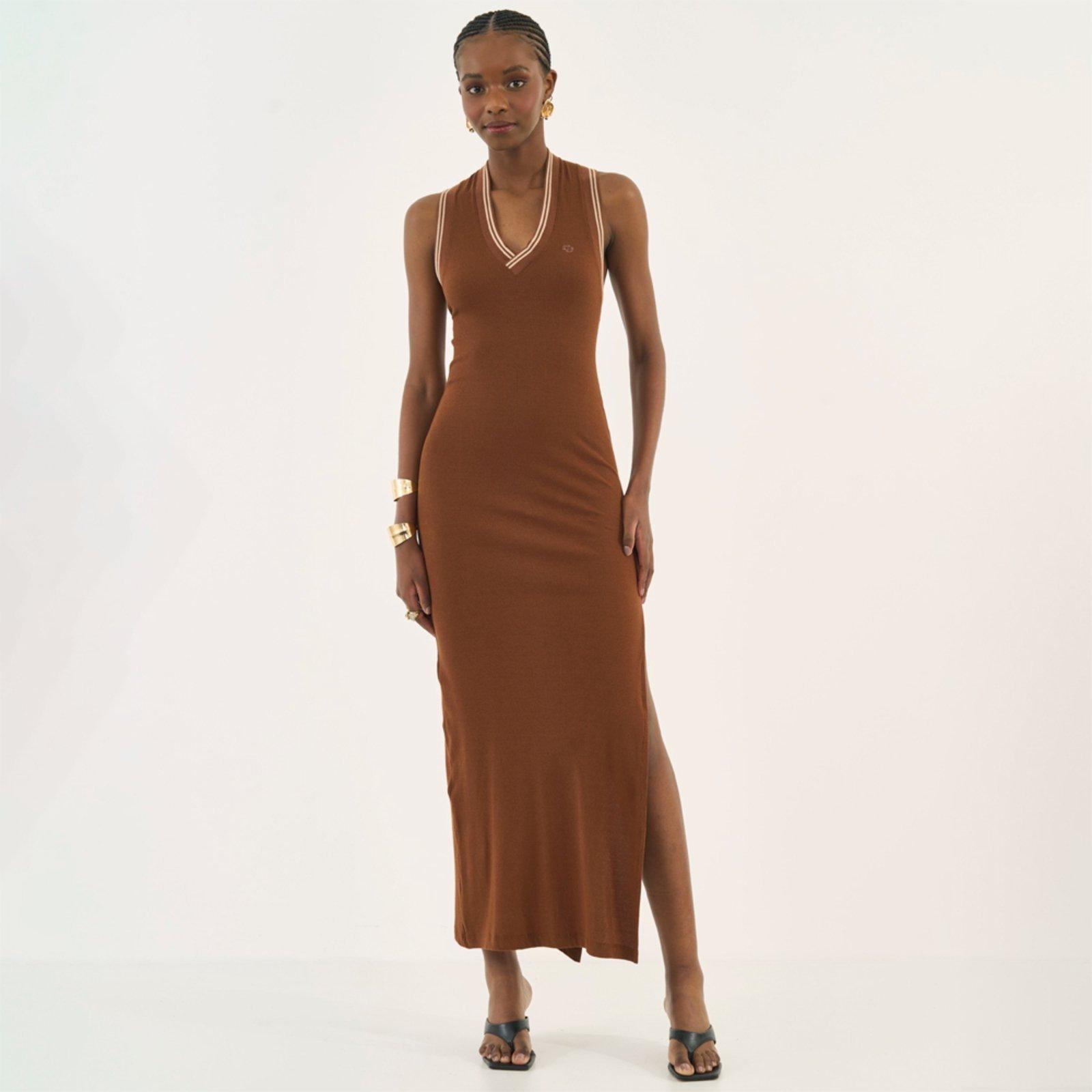 Vestido Super Mid Colcci Iconic Ou26 Marrom Feminino