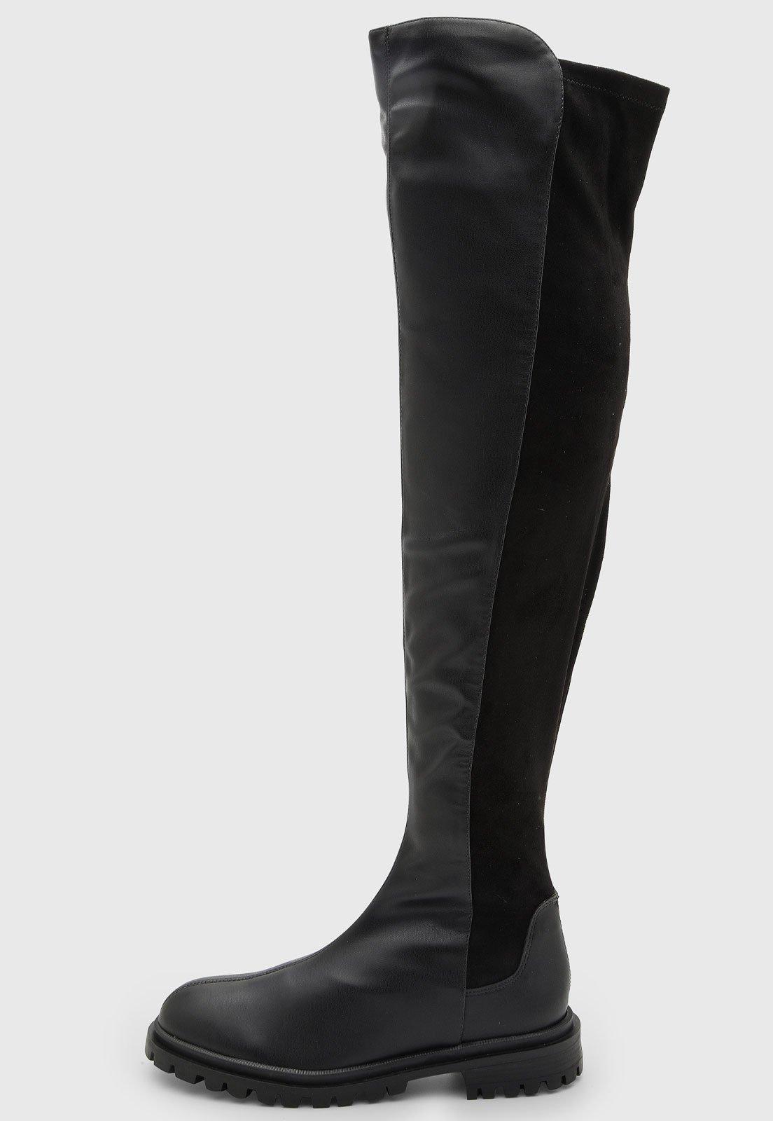 Bota Feminina Arezzo Cano Alto Preta
