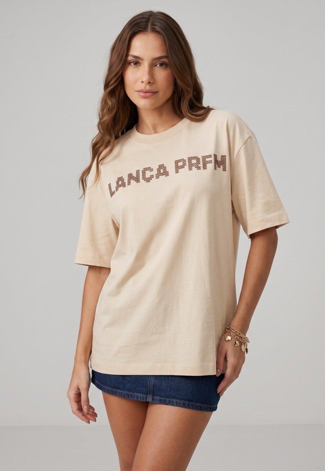 Camiseta Feminina Lança Perfume Logo Bege