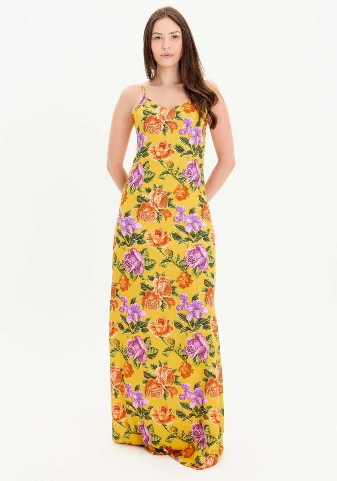 Vestido De Alças Longo Estampado Lança Perfume