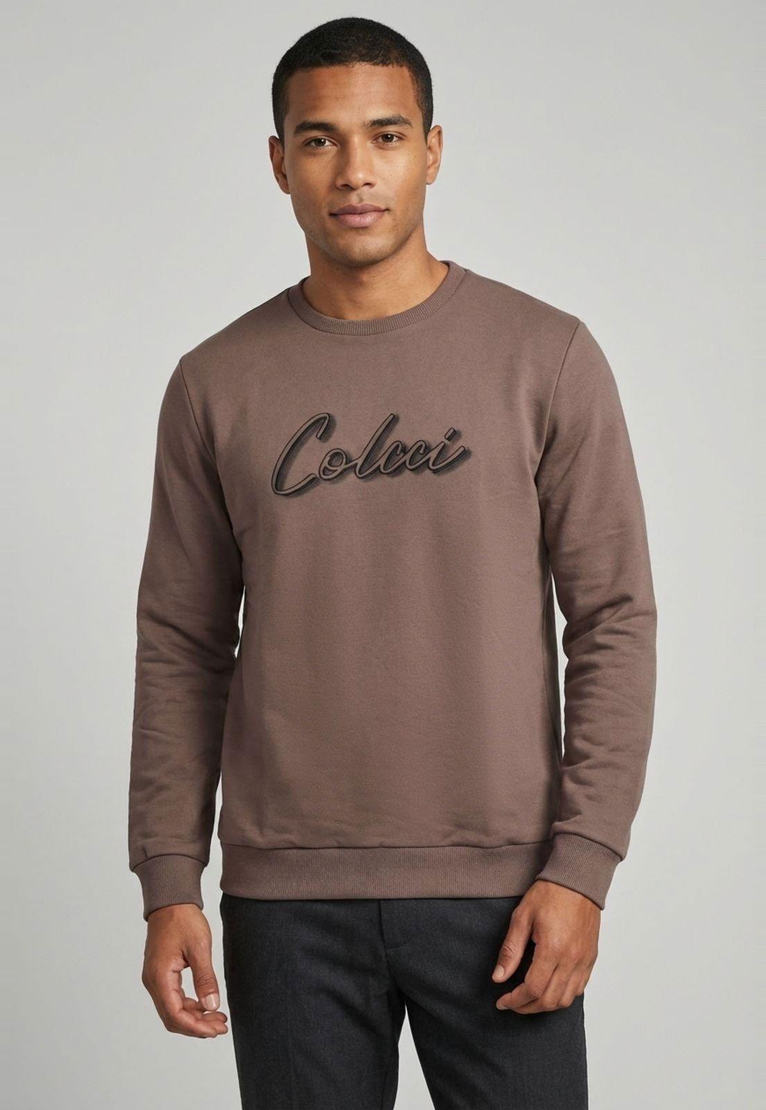 Blusa de Moletom Masculina Colcci Logo Marrom