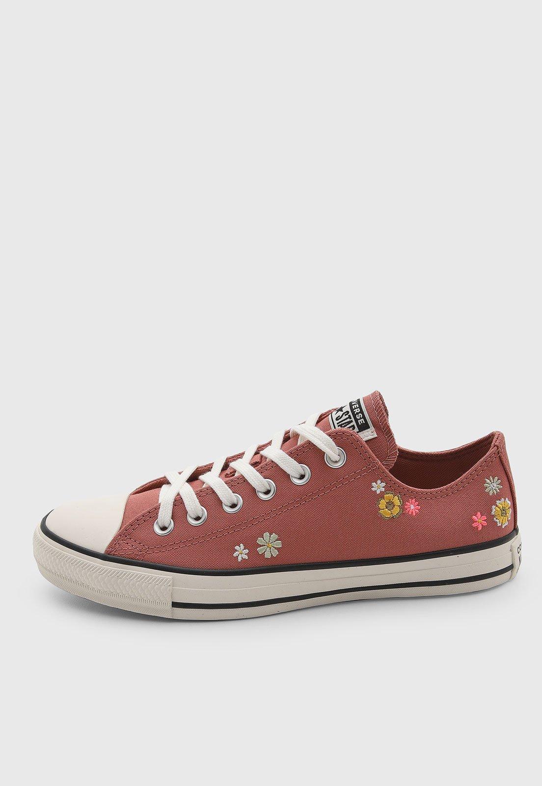 Tênis Converse Chuck Taylor All Star Bordado Floral Rosa