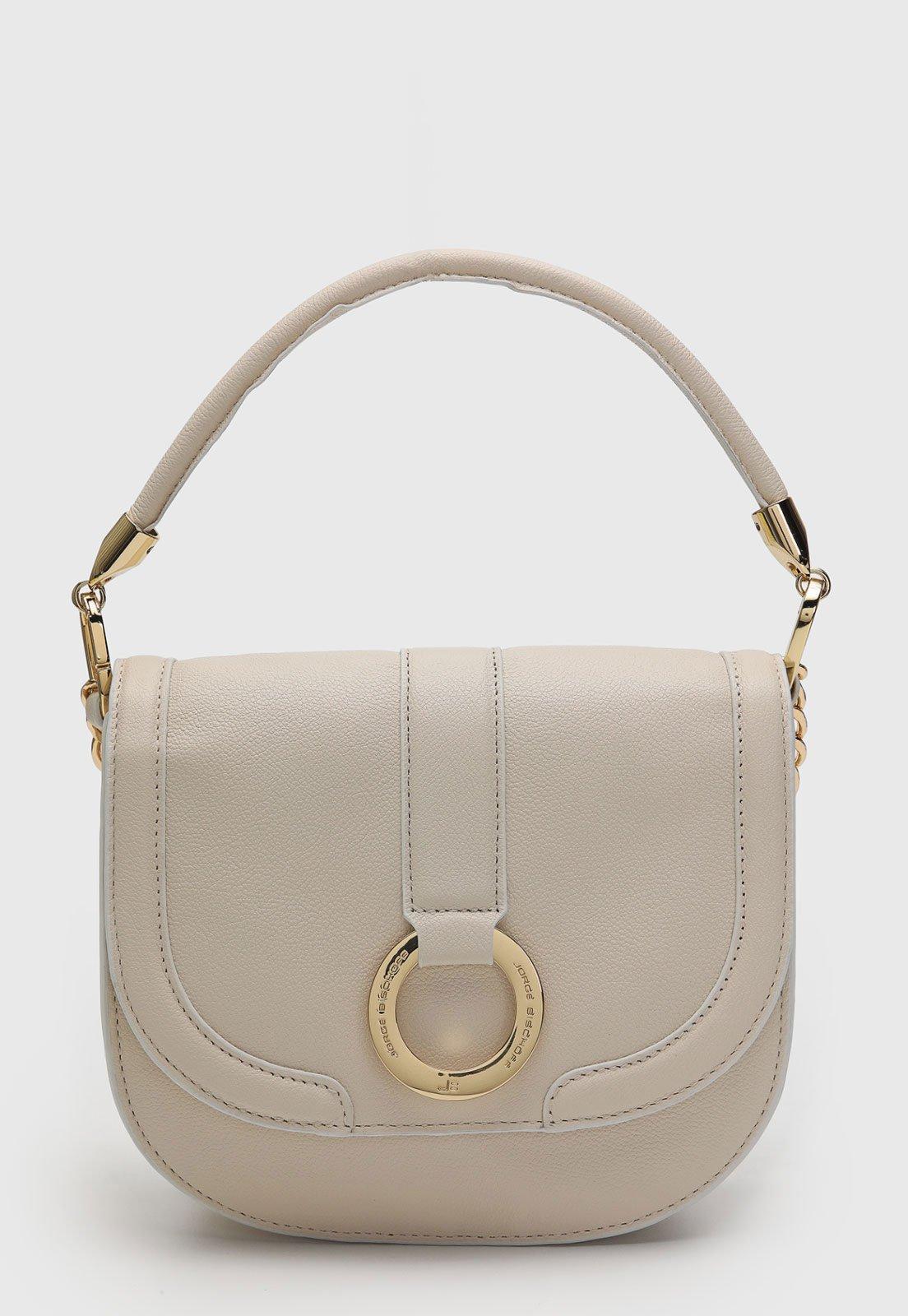 Bolsa Média Feminina Jorge Bischoff Corrente Dourada Bege