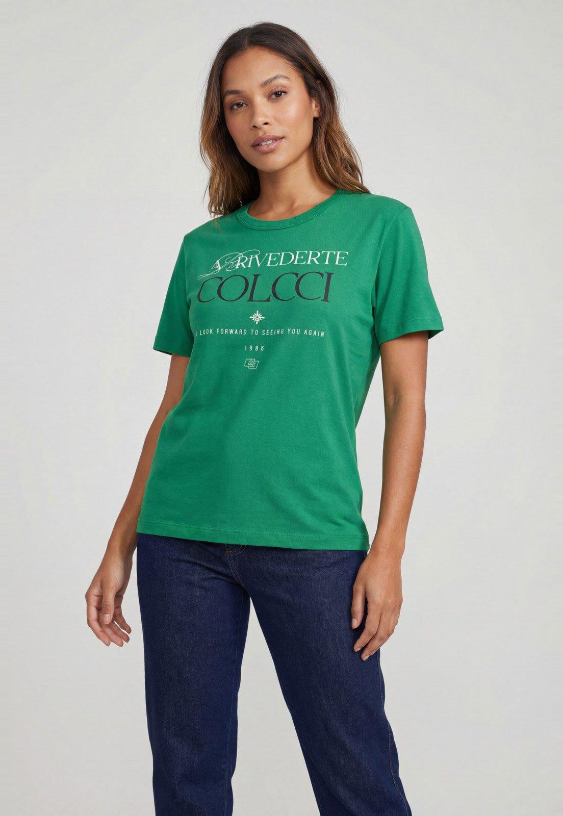 Camiseta Feminina Colcci Estampa Frontal Verde