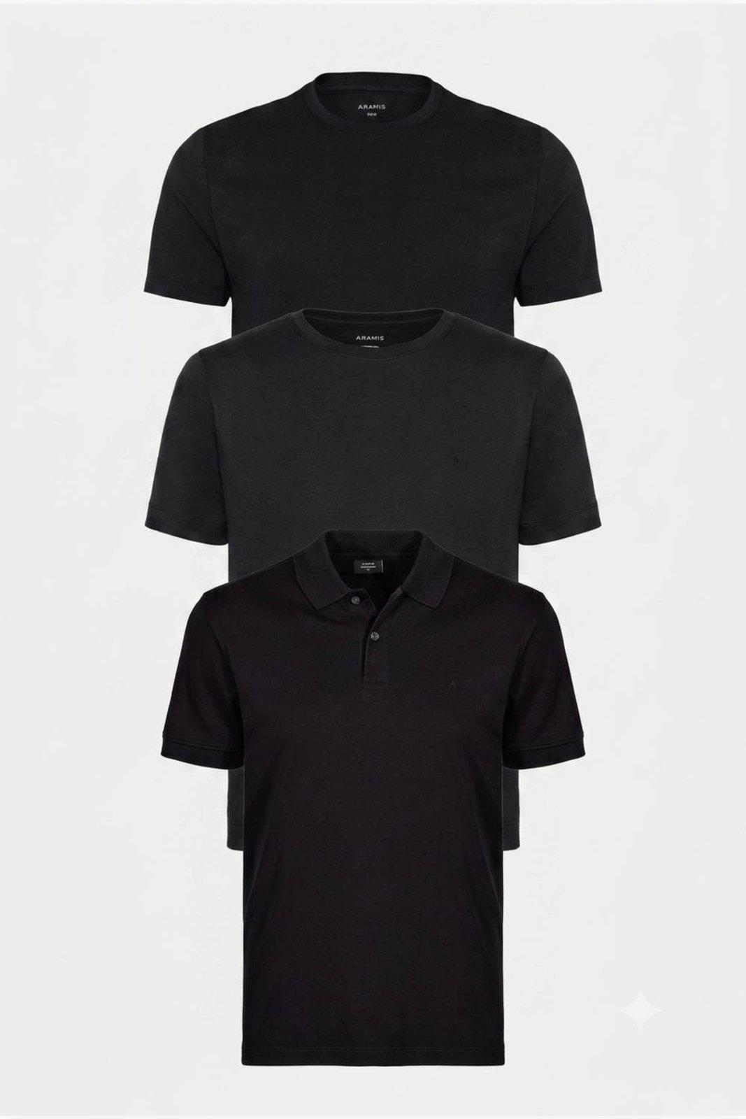 Kit Aramis Pima Premium (Polo Pima Preto + 2 Camisetas)