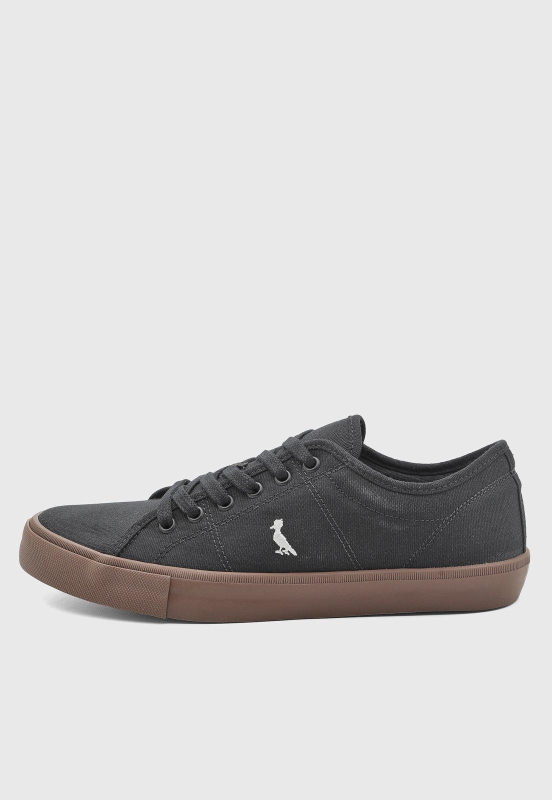 Tênis Masculino Reserva Cano Baixo Logo Preto