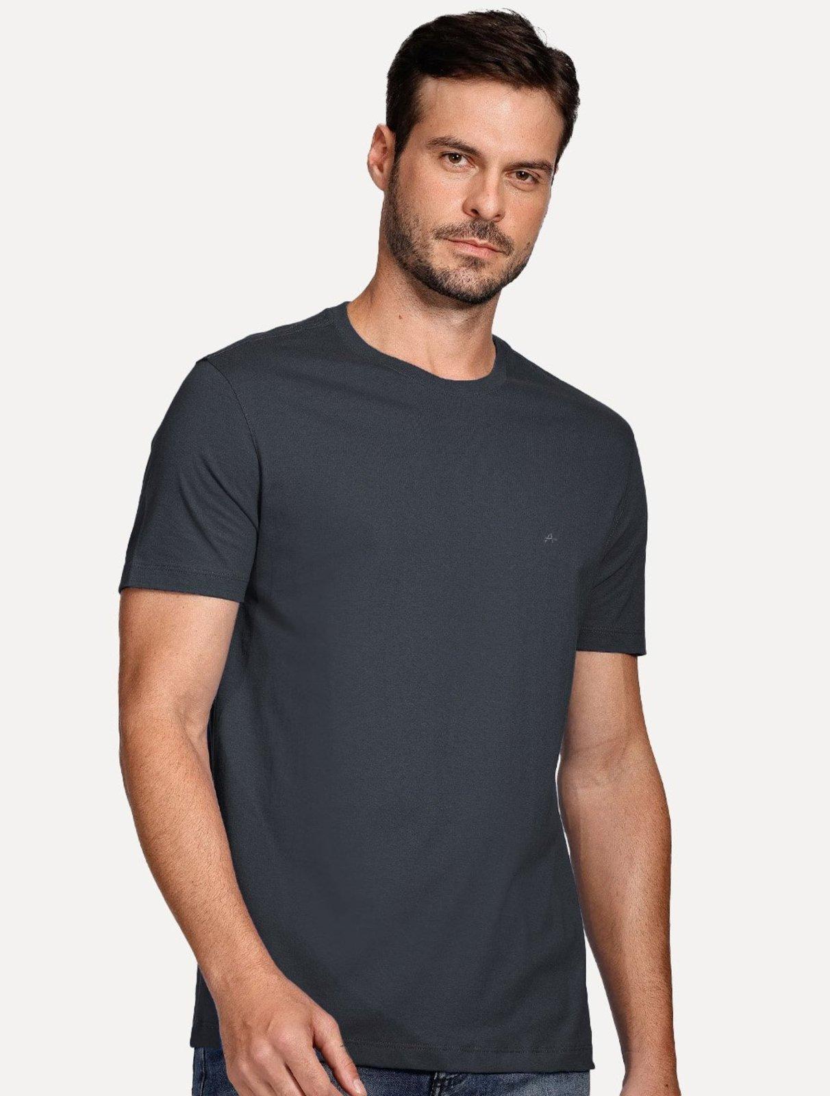 Camiseta Aramis Masculina Basic Lisa Mono Icon Cinza Escuro