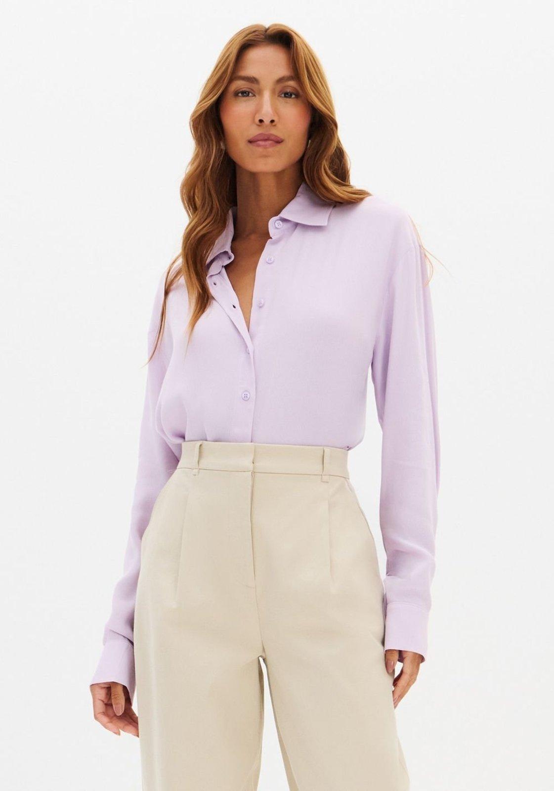 Camisa Alongada Manga Longa Crepe De Viscose Lança Perfume