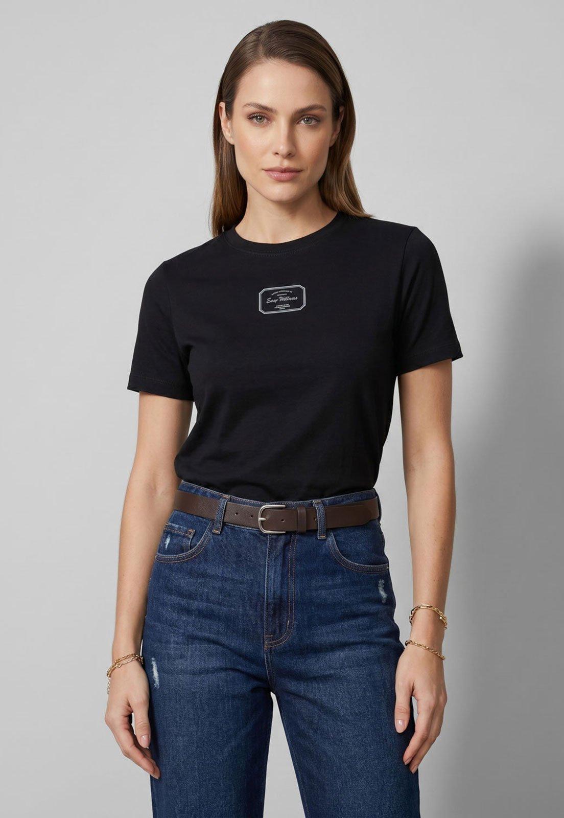 Camiseta Feminina Lança Perfume Estampa Frontal Preta