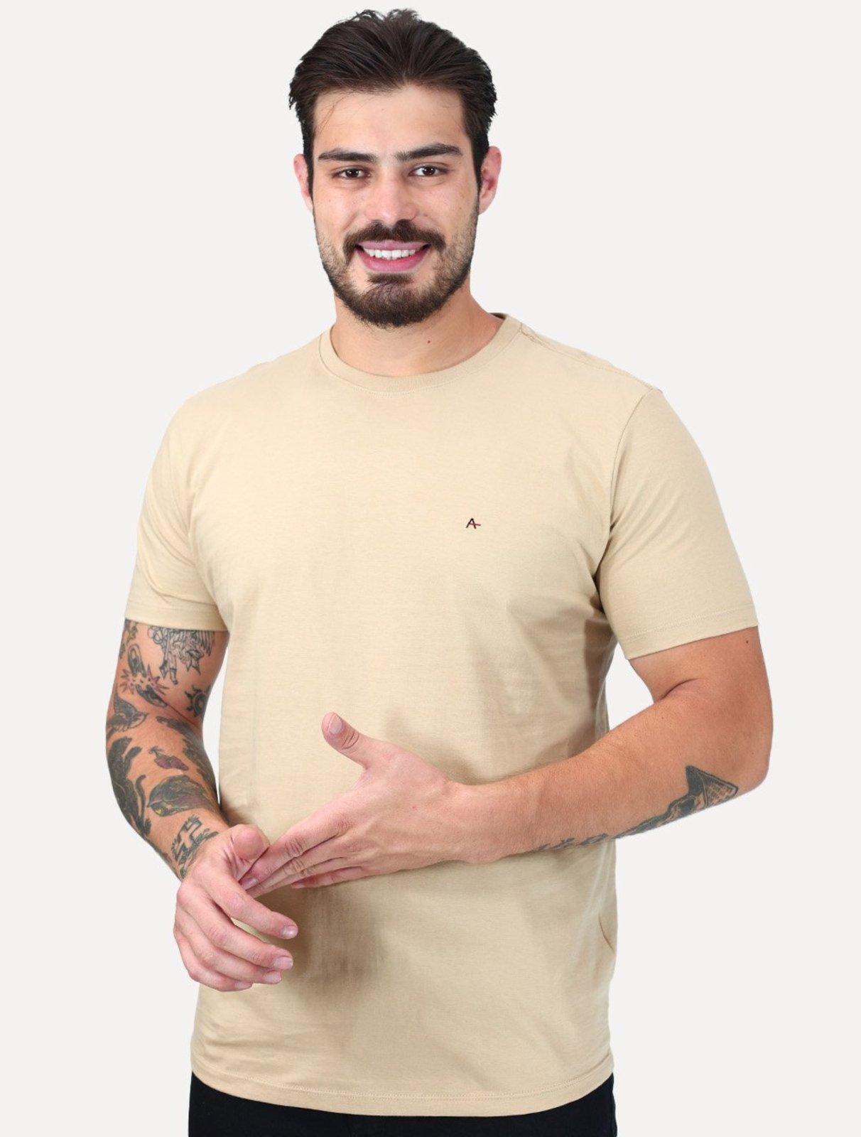 Camiseta Aramis Masculina Basic Lisa Amêndoa