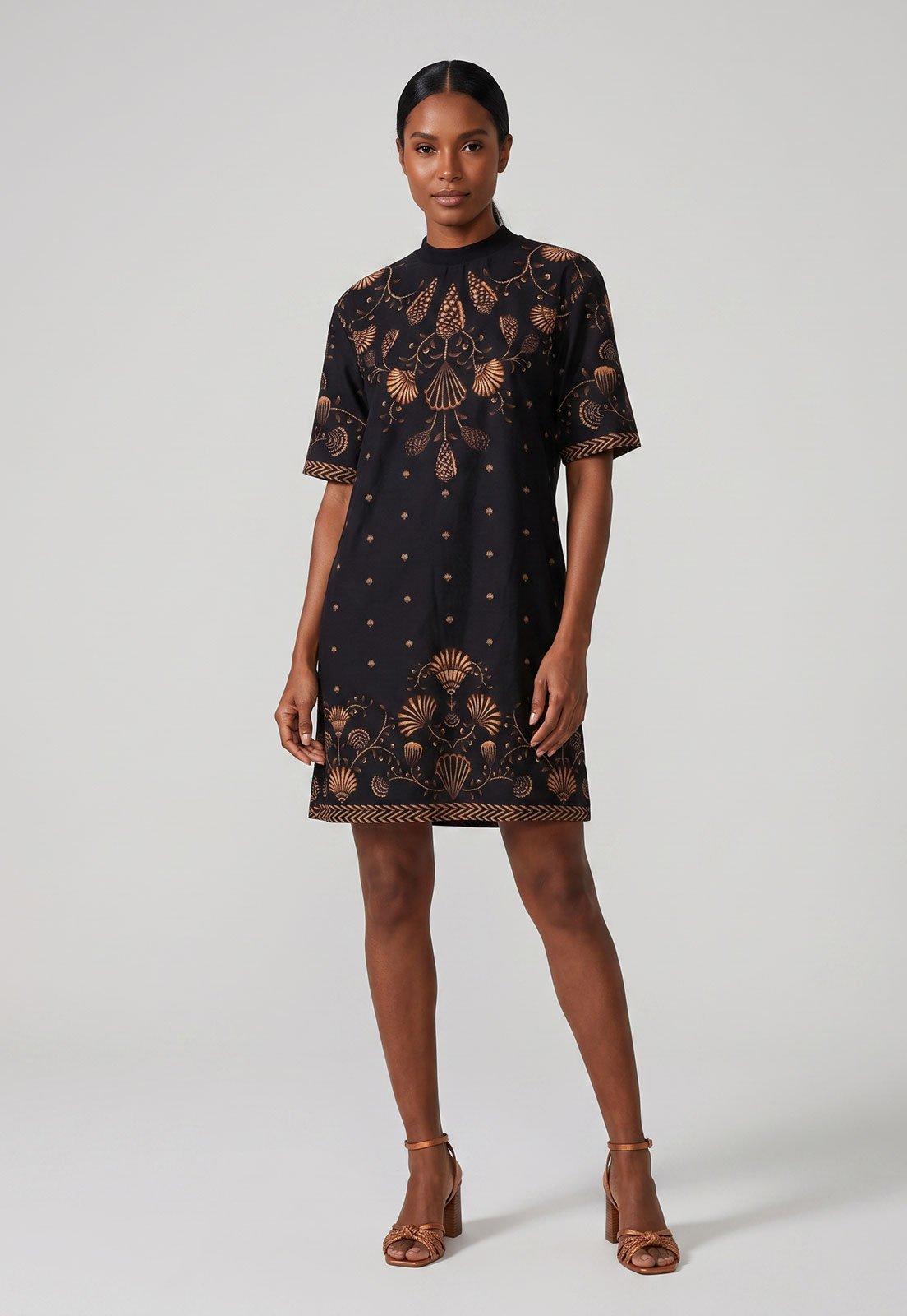 Vestido Feminino FARM Estampa Floral Preto