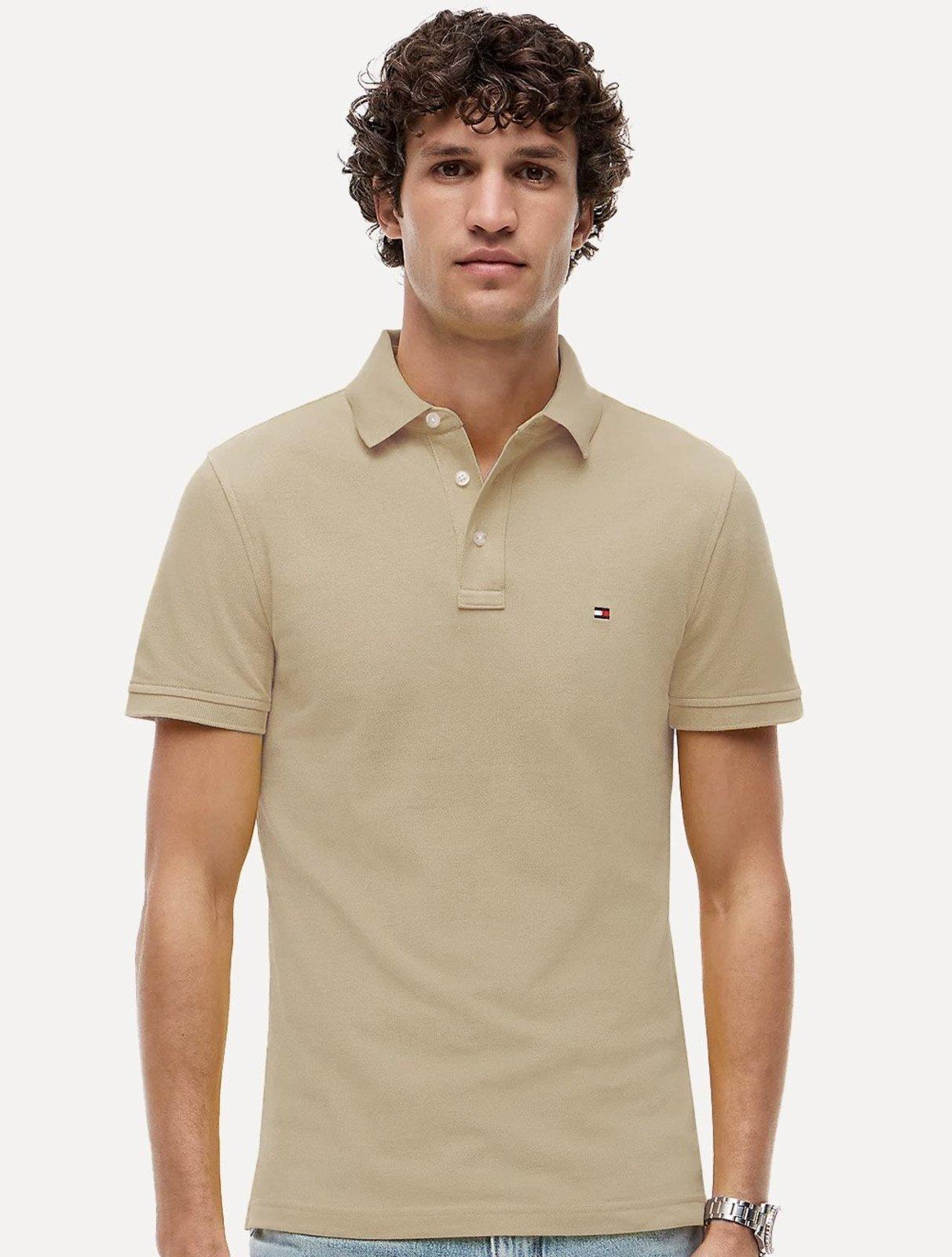 Polo Tommy Hilfiger Masculina Slim Piquet 1985 Cáqui Claro