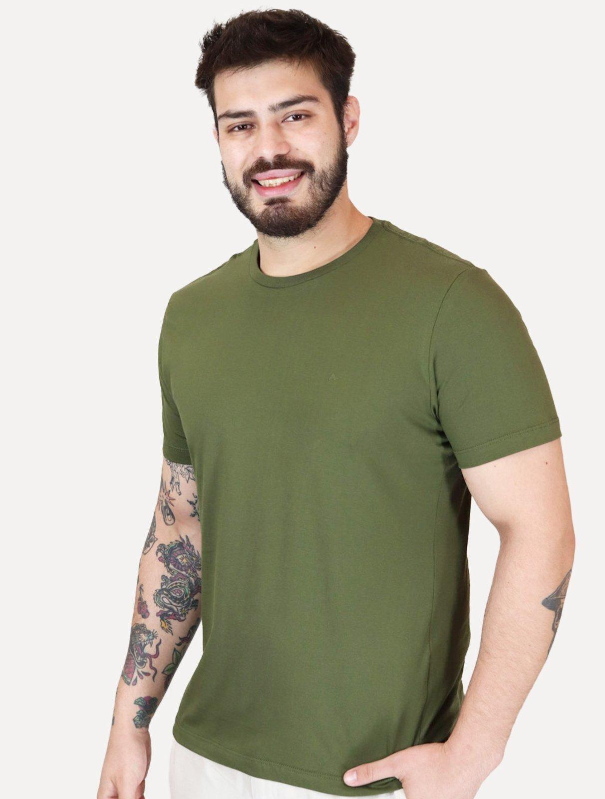 Camiseta Aramis Masculina Basic Lisa Mono Icon Verde Militar