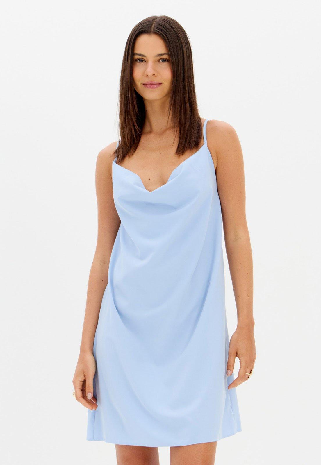Vestido Feminino Lança Perfume Alças Finas Azul