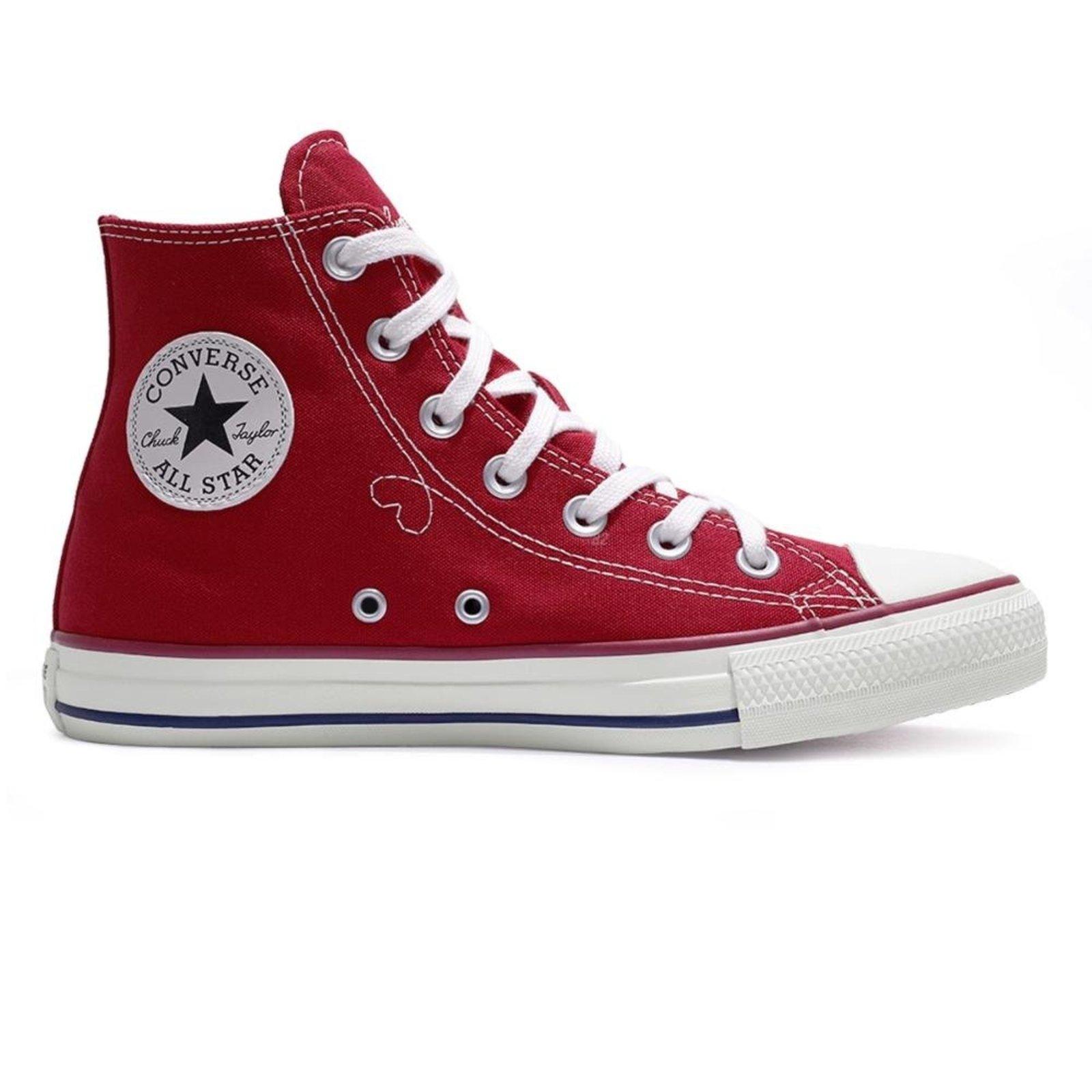 Tênis Converse All Star Chuck Taylor In Love Cano Alto Feminino Vermelho