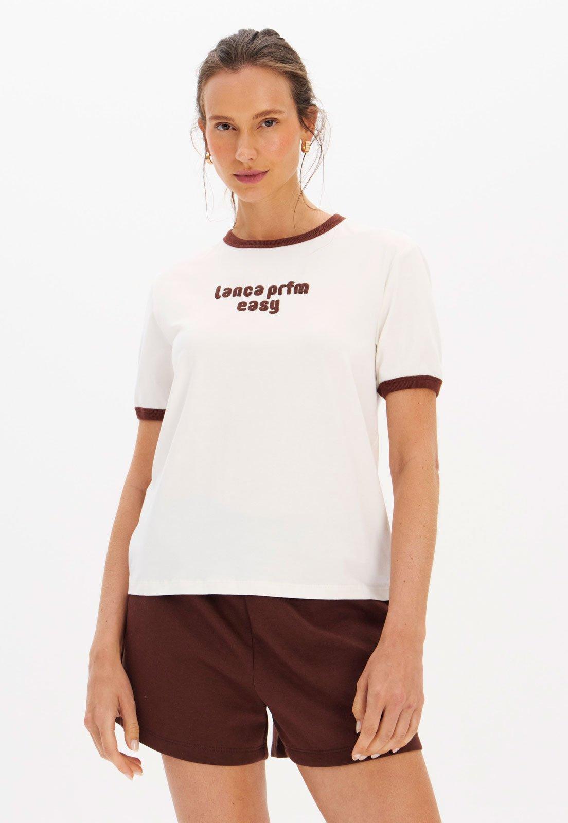 Camiseta Feminina Lança Perfume Estampa Frontal Branca