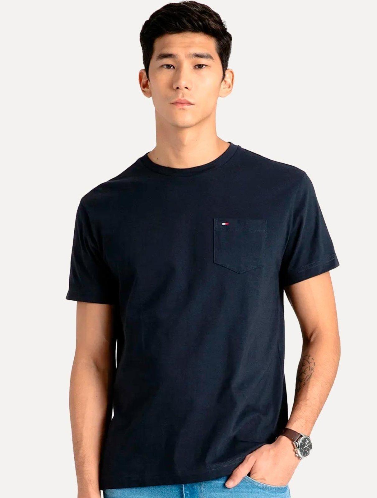 Camiseta Tommy Jeans Masculina Regular Pocket Azul Marinho