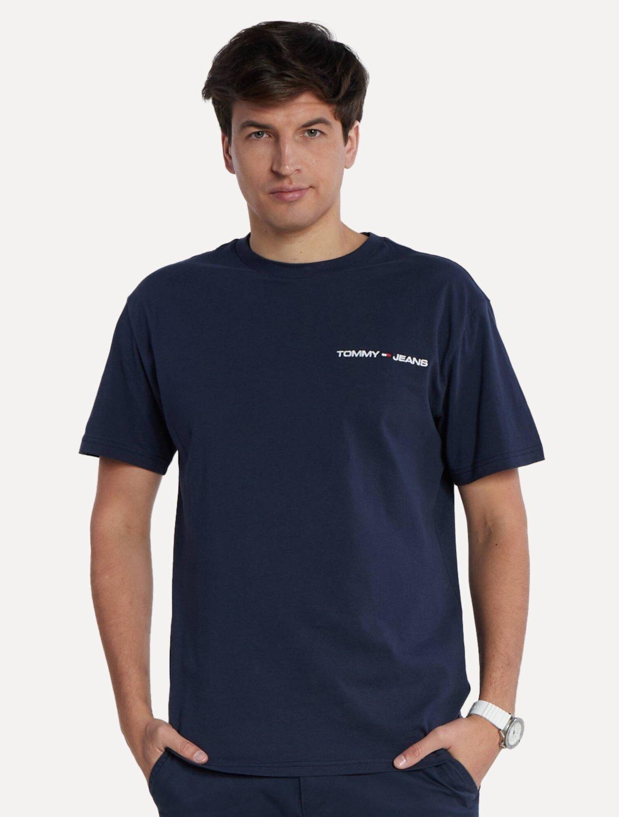 Camiseta Tommy Jeans Masculina Classic Linear Embroidered Chest Marinho