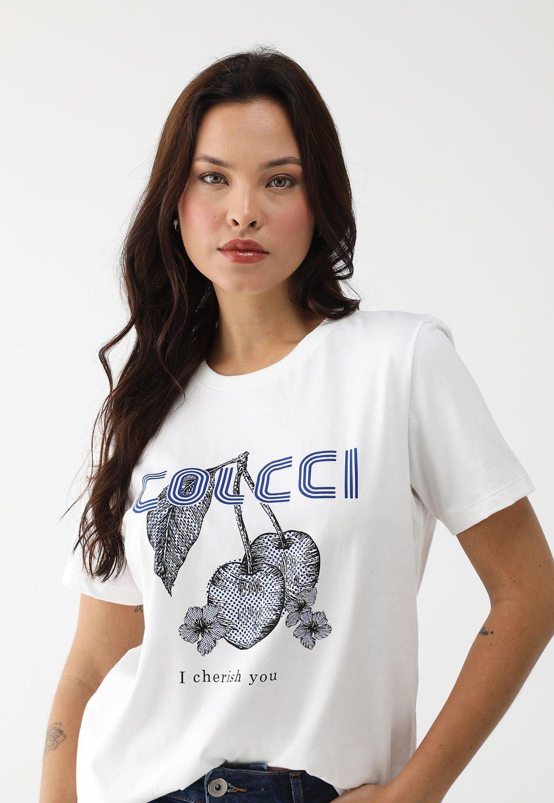 Camiseta Colcci Reta Logo Branca