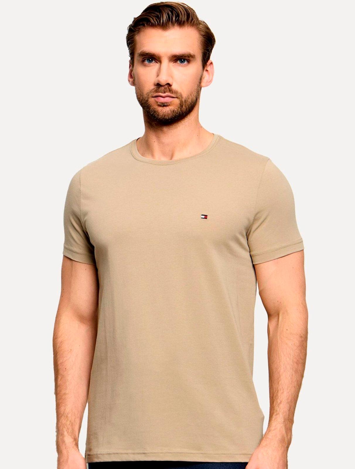 Camiseta Tommy Hilfiger Masculina Regular Core Pima Cáqui