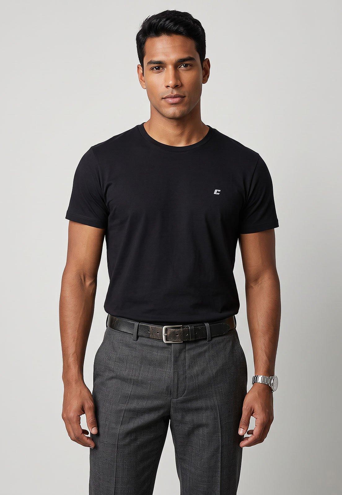 Camiseta Masculina Colcci Gola Redonda Preta