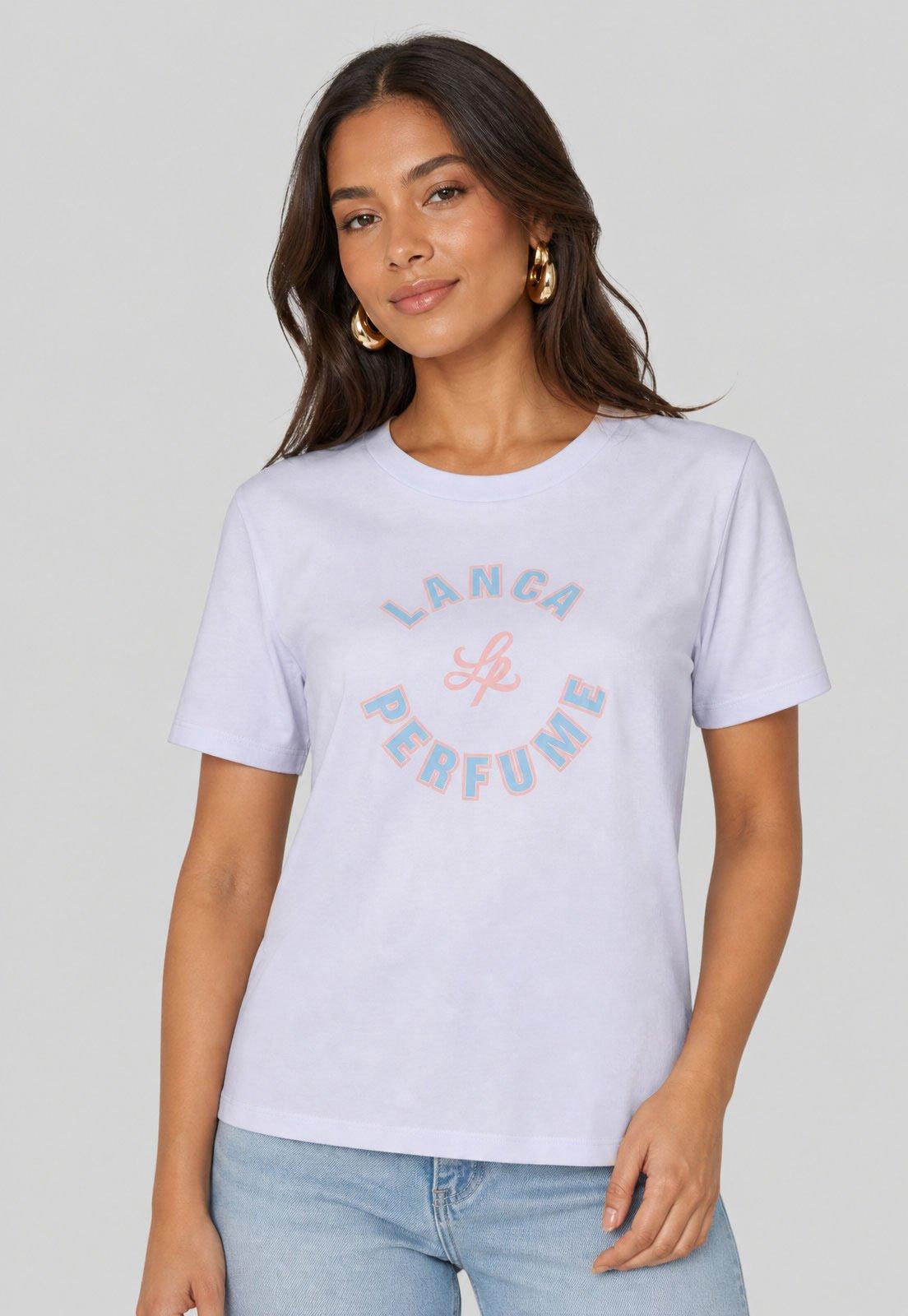 Camiseta Feminina Lança Perfume Logo Branca