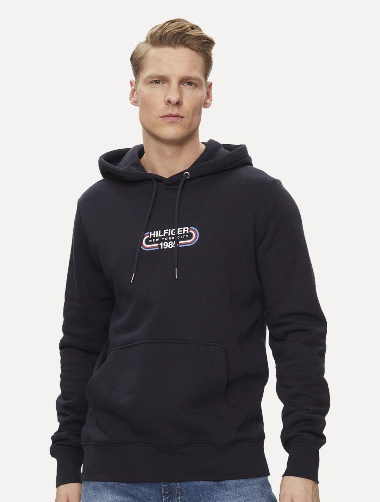 Moletom Tommy Hilfiger Masculino Track Graphic Hoodie Azul Marinho