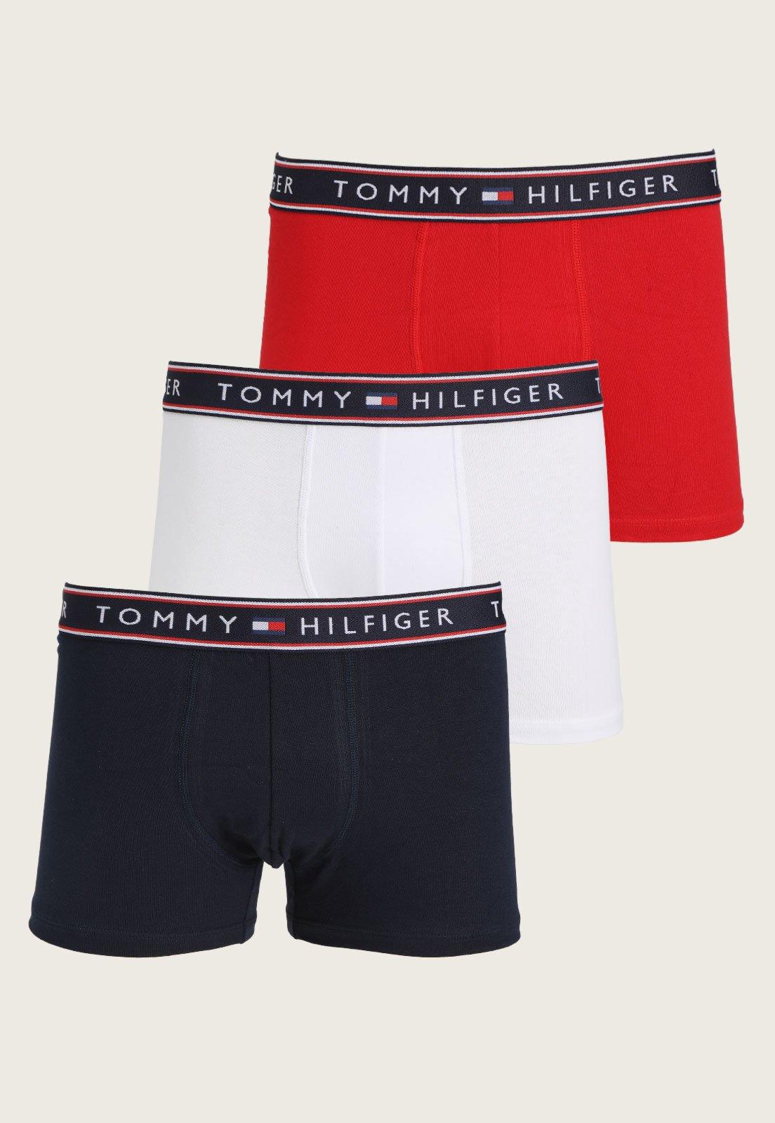 Kit 3pçs Cueca Tommy Hilfiger Boxer Logo Azul-Marinho