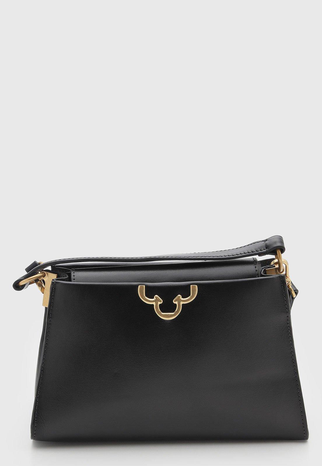 Bolsa Feminina Capodarte Média Logo Metalizado Preta