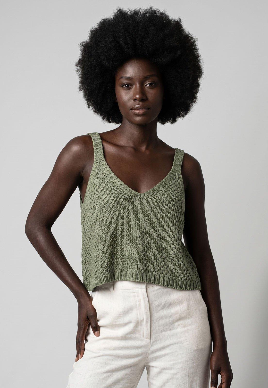 Blusa Feminina Lança Perfume Cropped Tricot Verde