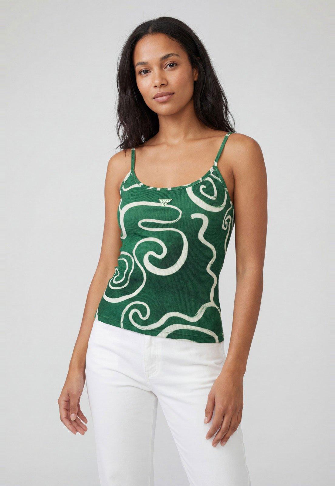 Regata Feminina Lança Perfume Estampada Verde