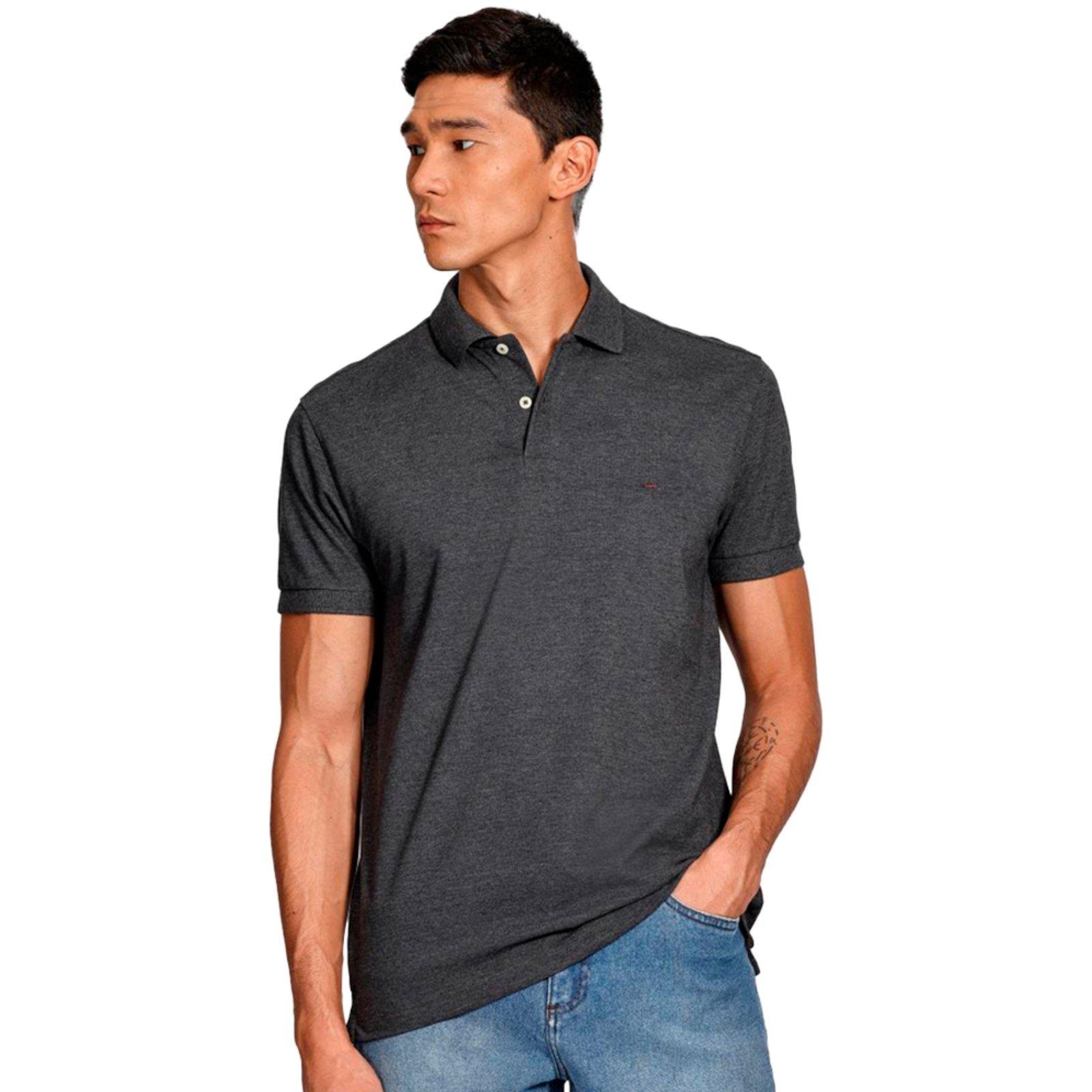 Camisa Polo Aramis Basica Piquet Ve25 Cinza Mescla Masculino