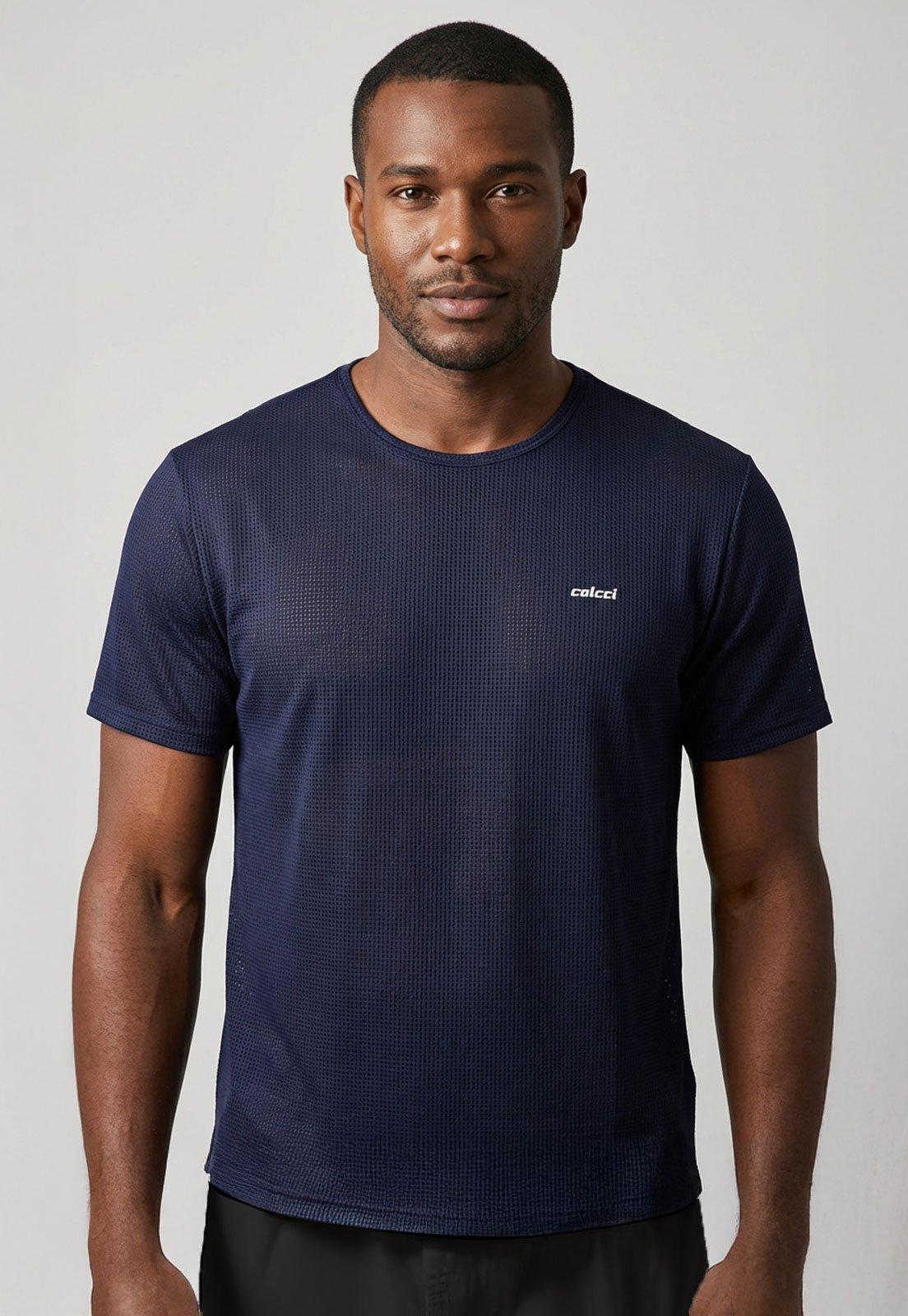 Camiseta Masculina Colcci Texturizada Azul Marinho