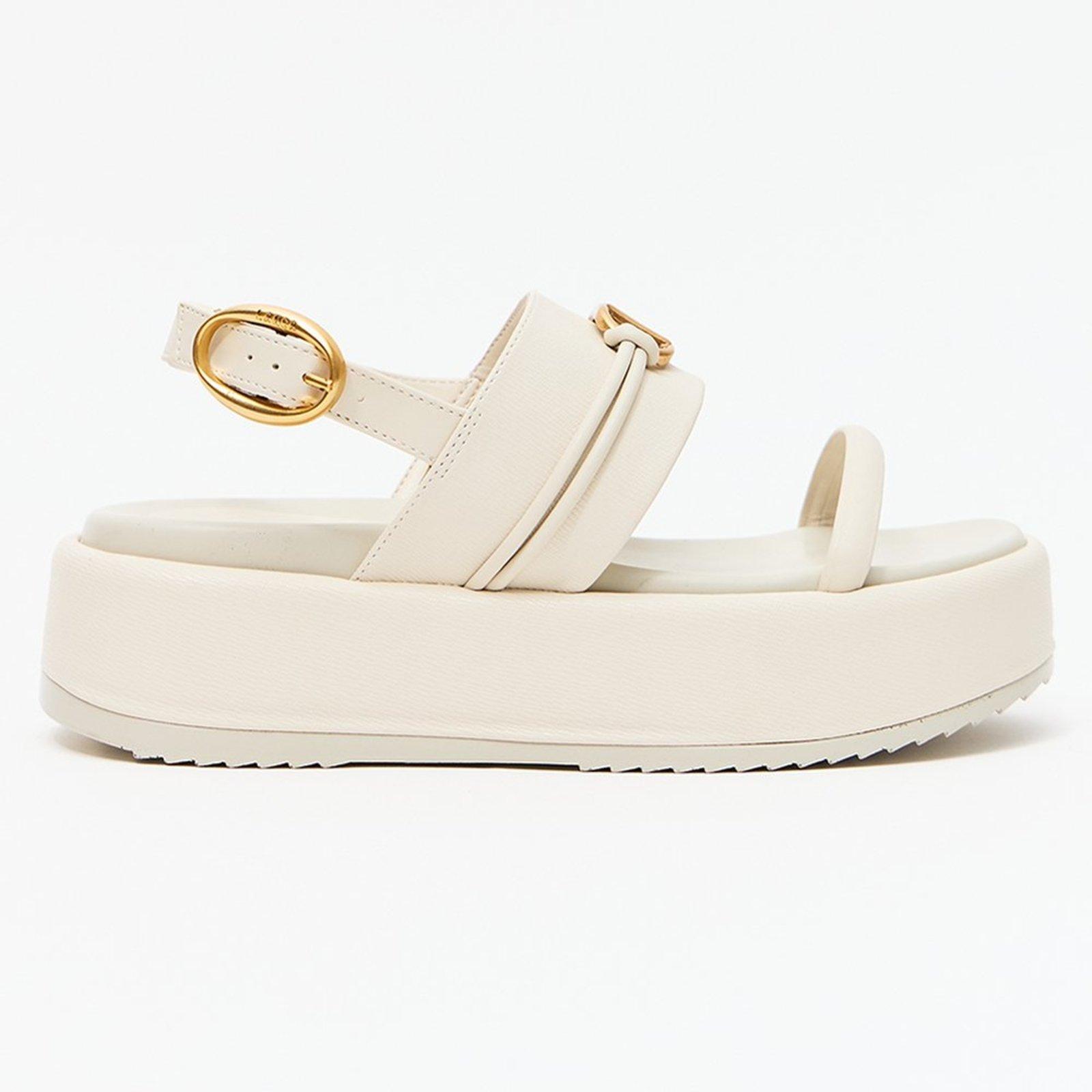 Sandália Anabela Lança Perfume Flat Elo Pr27 Bege Feminino