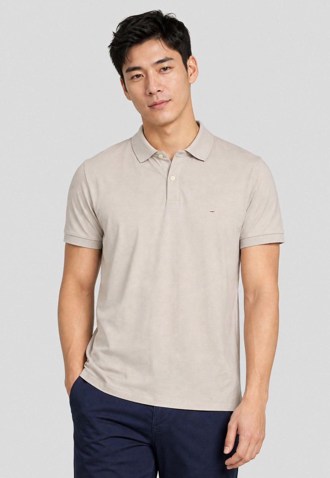 Polo Masculina Aramis Clássica Logo Bege