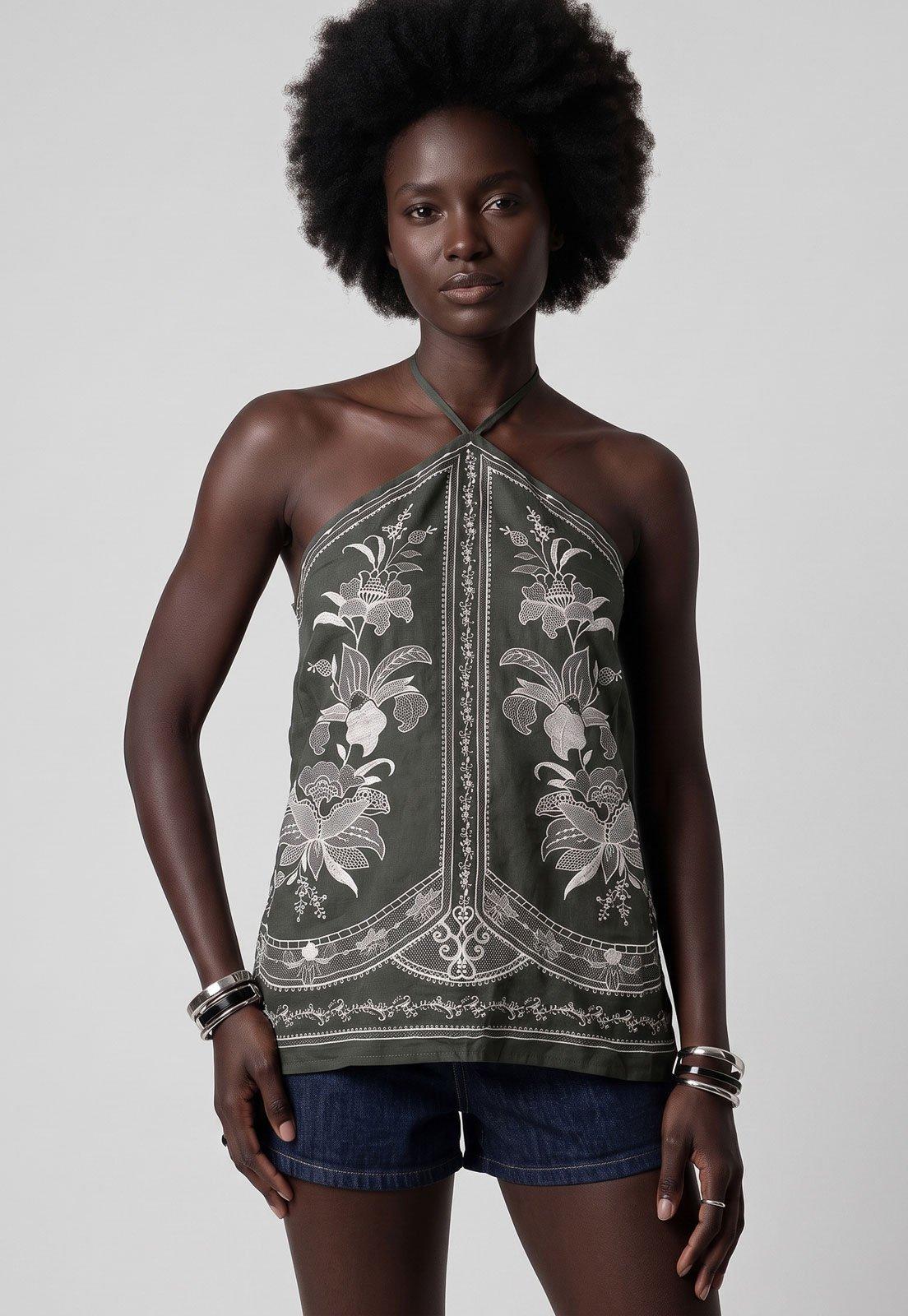 Regata Feminina FARM Estampa Floral Verde